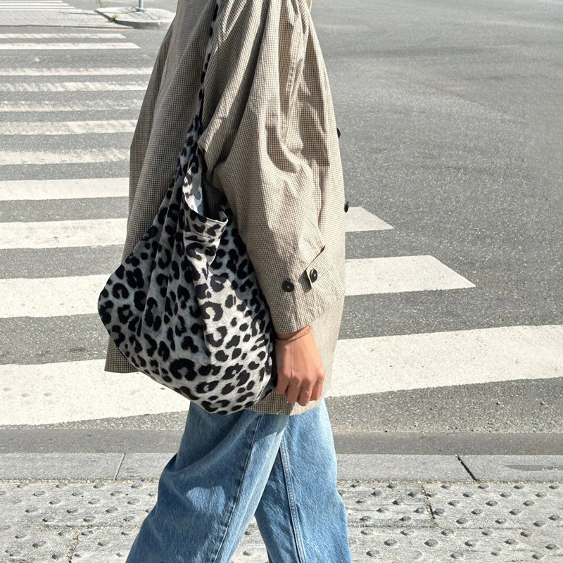 Large leopard print tote bag