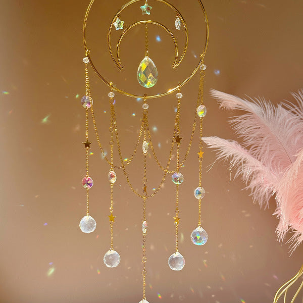 Large Moon Sun Catcher Glass Crystal Hanging Decoration