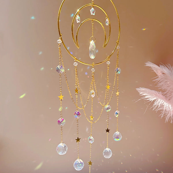 Large Moon Sun Catcher Glass Crystal Hanging Decoration