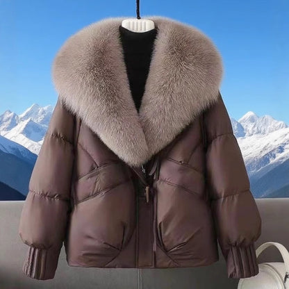 Large-necked cotton-padded jacket