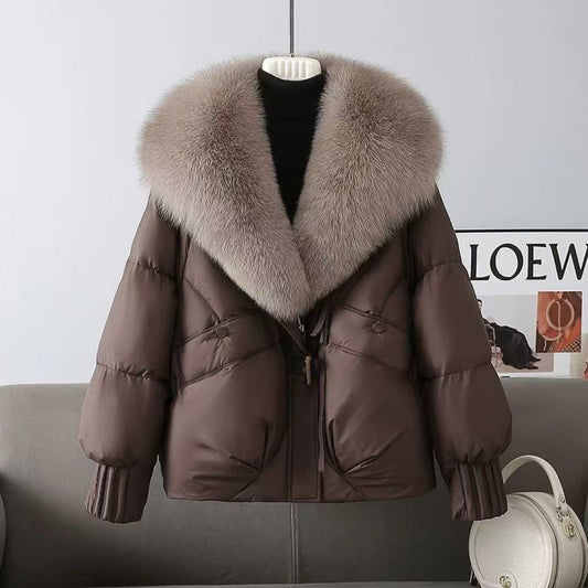 Large-necked cotton-padded jacket