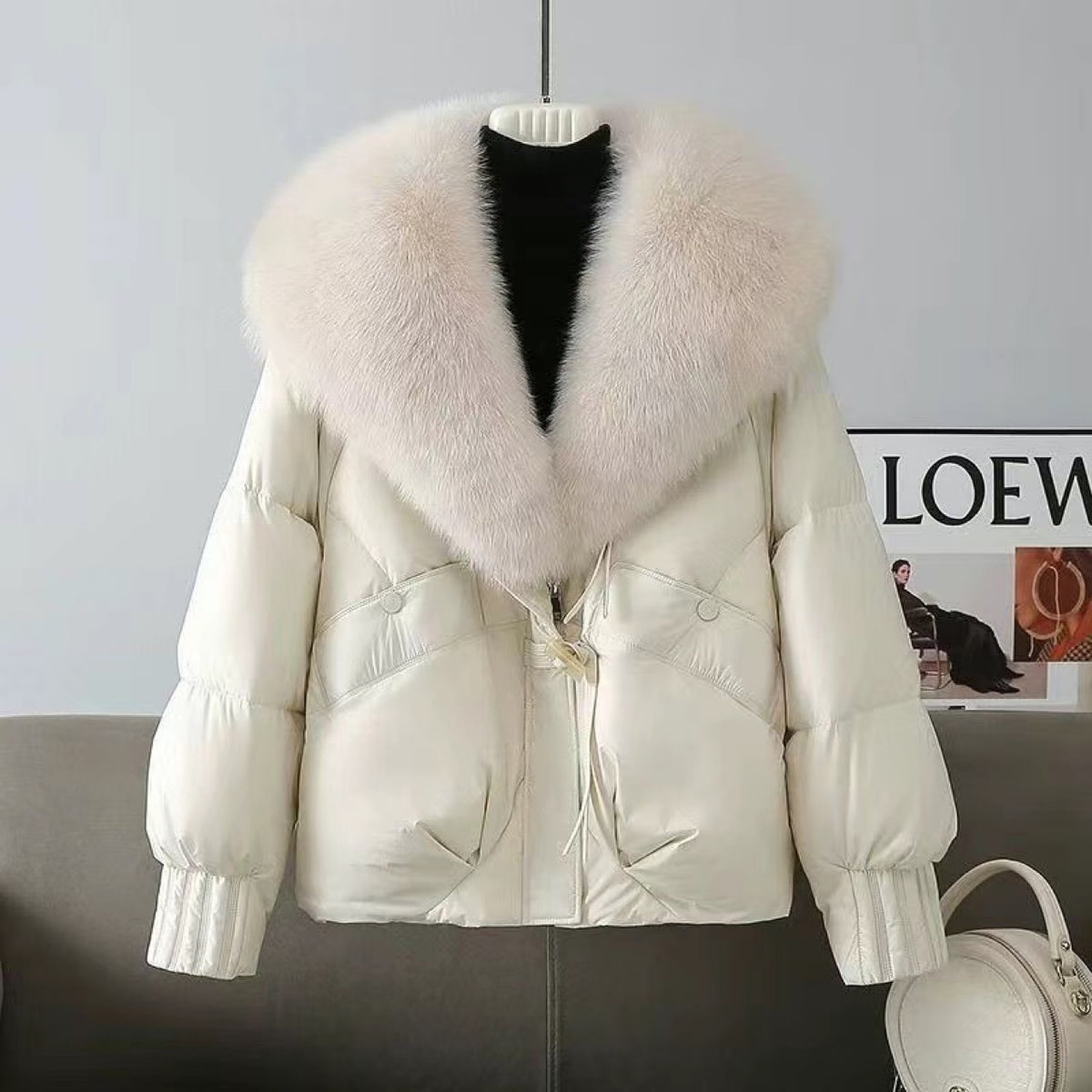 Large-necked cotton-padded jacket