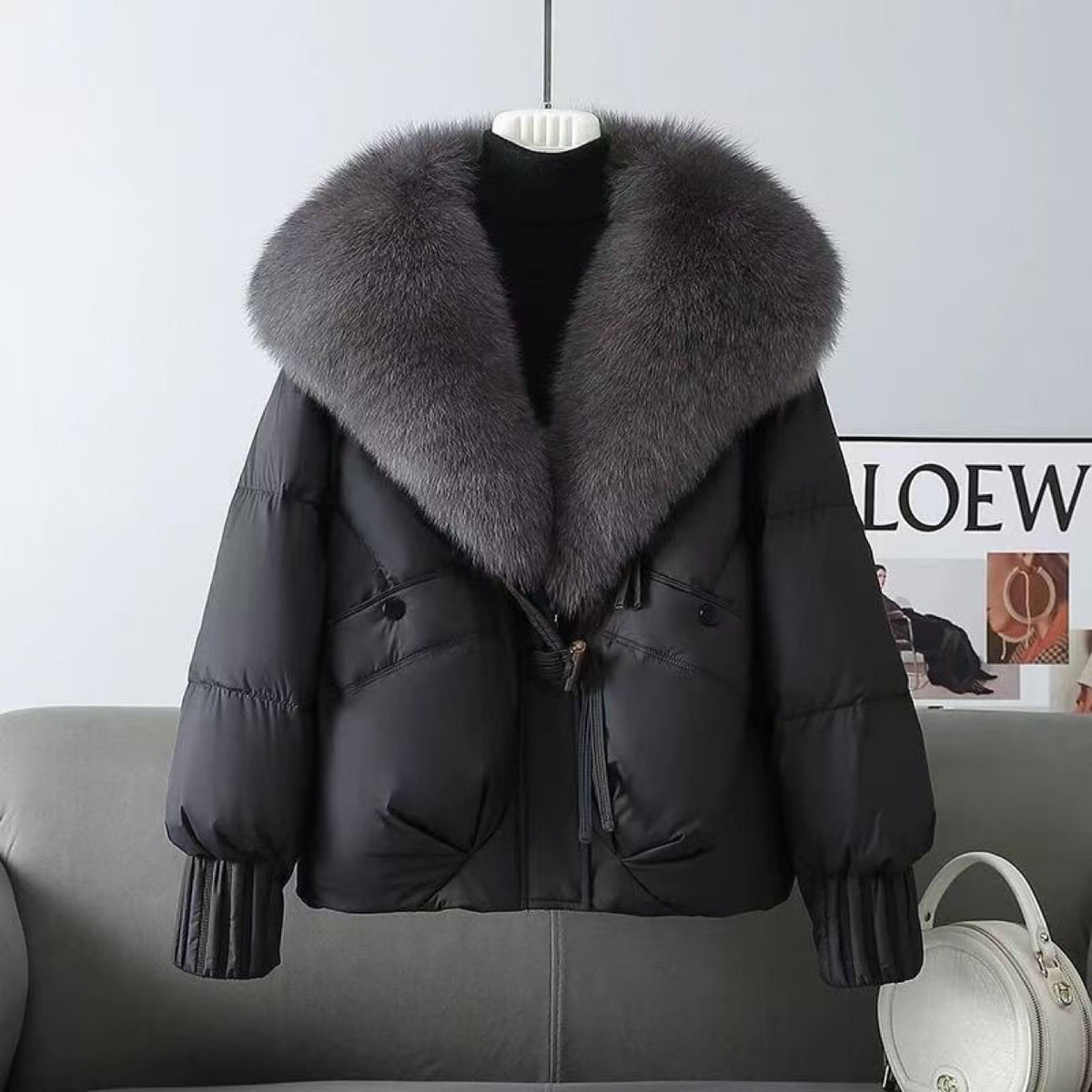 Large-necked cotton-padded jacket