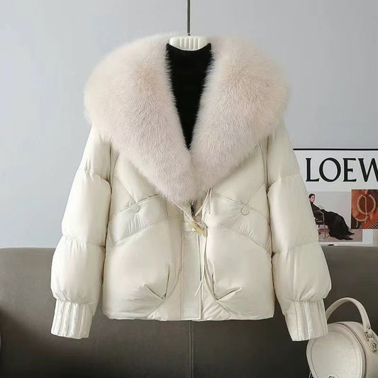 Large-necked cotton-padded jacket