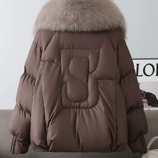 Large-necked cotton-padded jacket