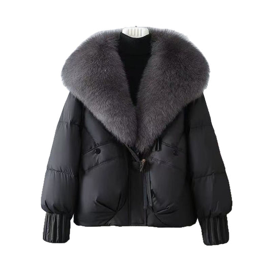 Large-necked cotton-padded jacket