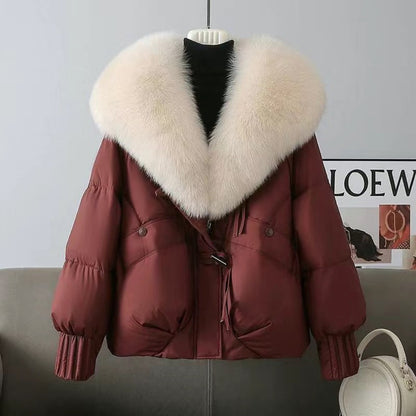 Large-necked cotton-padded jacket