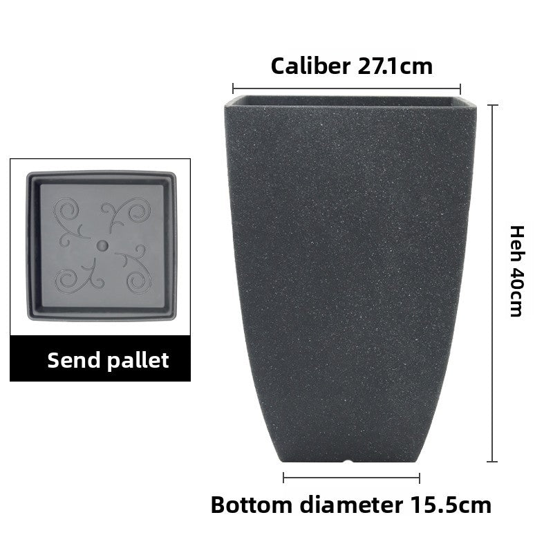 Large Resin Flower Pot with Modern Cement Finish