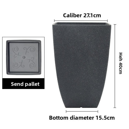 Large Resin Flower Pot with Modern Cement Finish