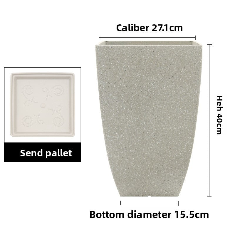 Large Resin Flower Pot with Modern Cement Finish