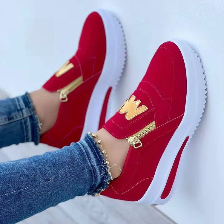 Large Size Casual Women's Shoes with Side Zipper