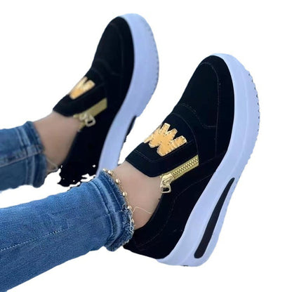 Large Size Casual Women's Shoes with Side Zipper
