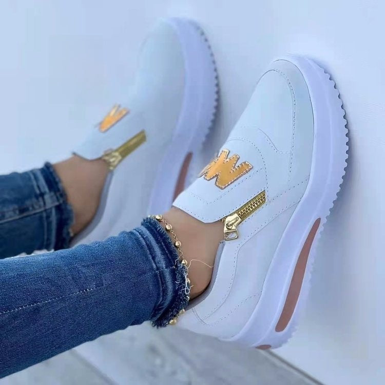 Large Size Casual Women's Shoes with Side Zipper
