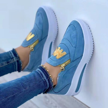 Large Size Casual Women's Shoes with Side Zipper