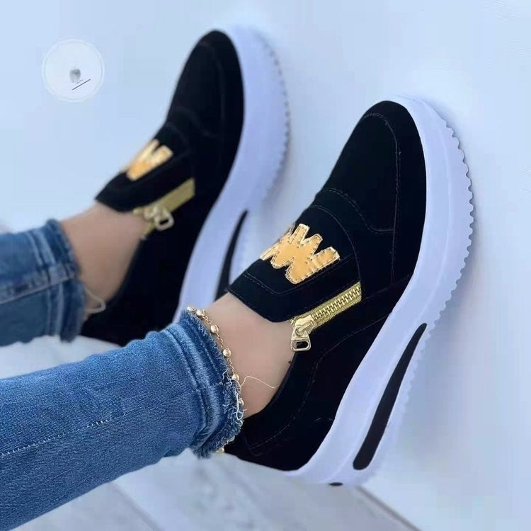 Large Size Casual Women's Shoes with Side Zipper