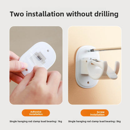 Large-sized curtain rod hanger without drilling holes