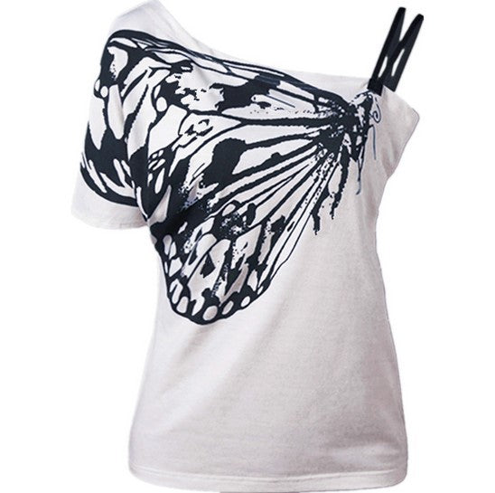 large-sized loose women's top butterfly T-shirt for women