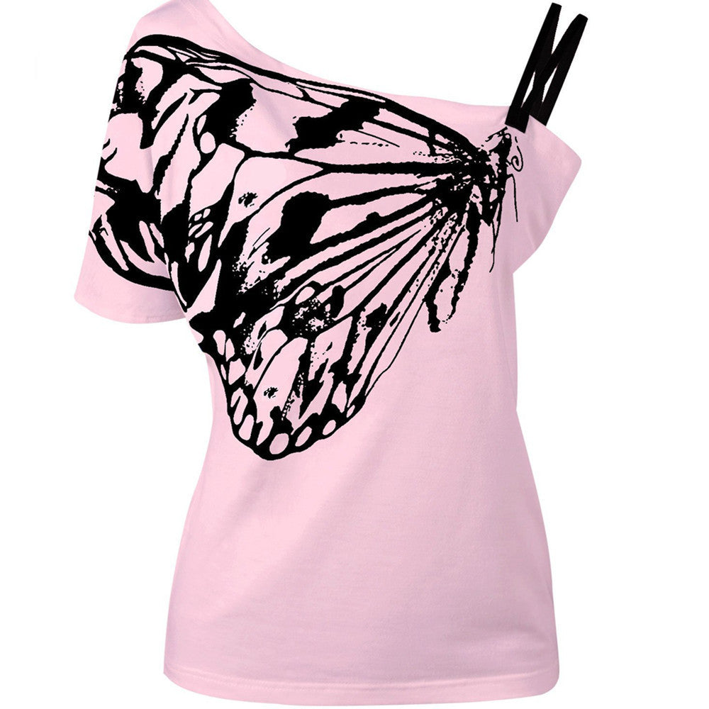 large-sized loose women's top butterfly T-shirt for women