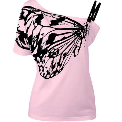 large-sized loose women's top butterfly T-shirt for women