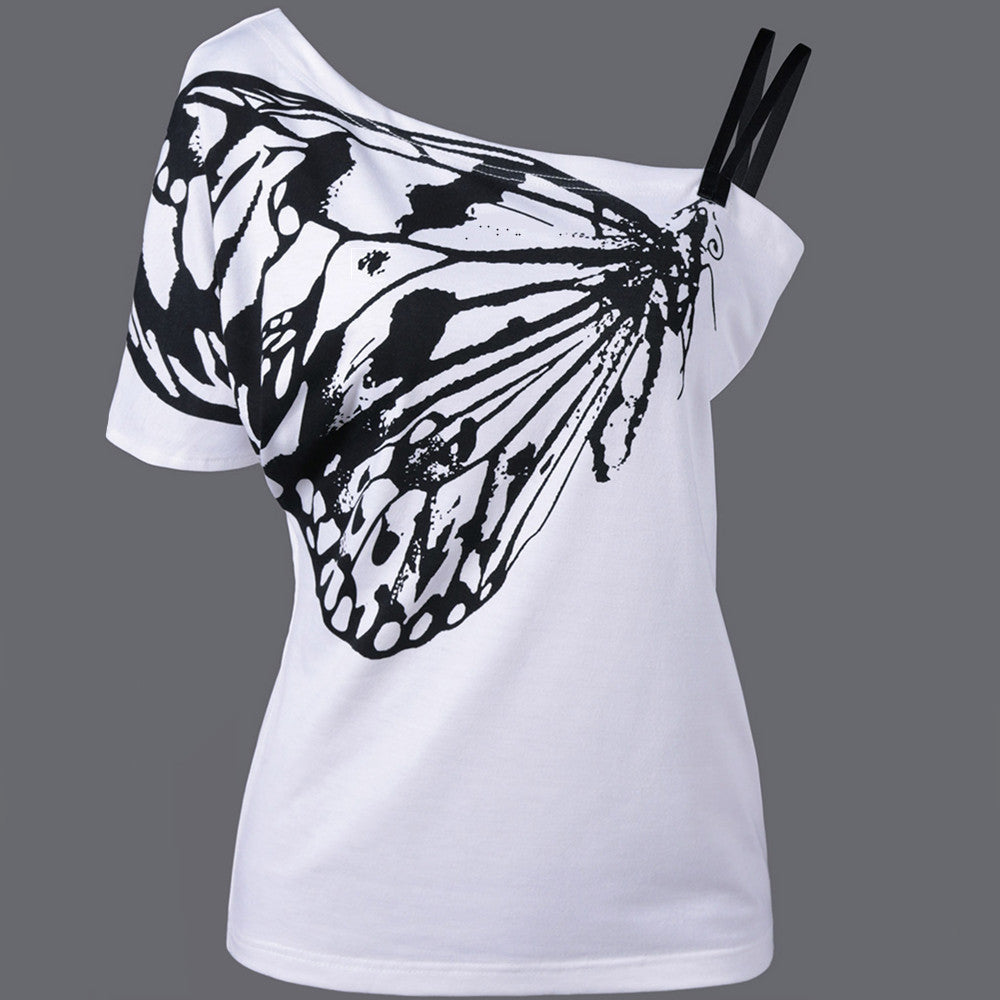 large-sized loose women's top butterfly T-shirt for women