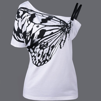 large-sized loose women's top butterfly T-shirt for women