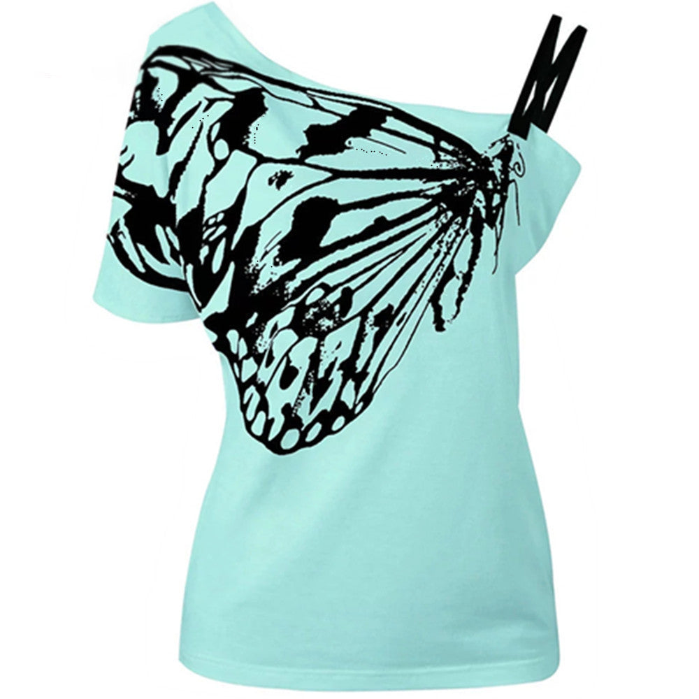 large-sized loose women's top butterfly T-shirt for women