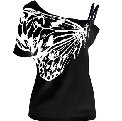 large-sized loose women's top butterfly T-shirt for women