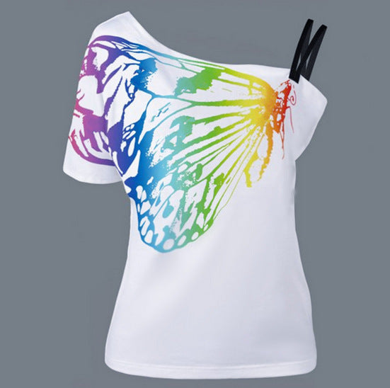 large-sized loose women's top butterfly T-shirt for women