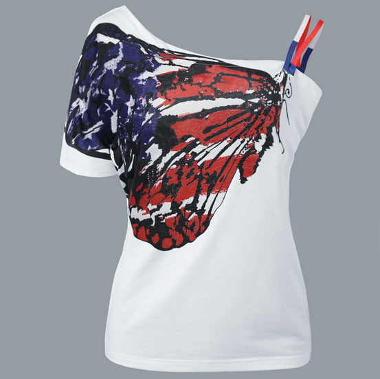 large-sized loose women's top butterfly T-shirt for women