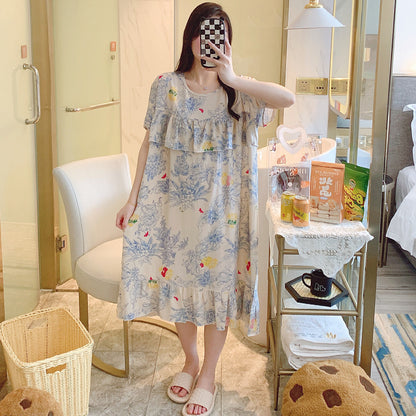 Large-sized short-sleeved pajamas