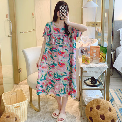 Large-sized short-sleeved pajamas
