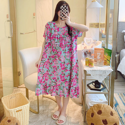 Large-sized short-sleeved pajamas