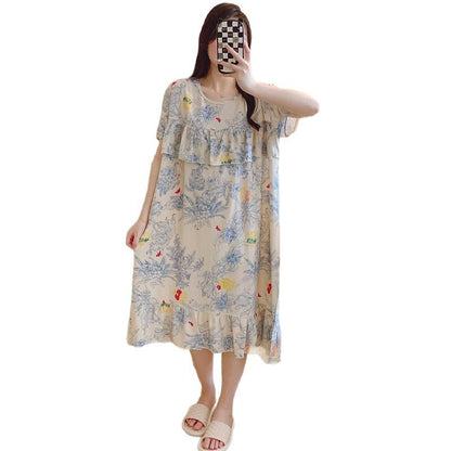 Large-sized short-sleeved pajamas