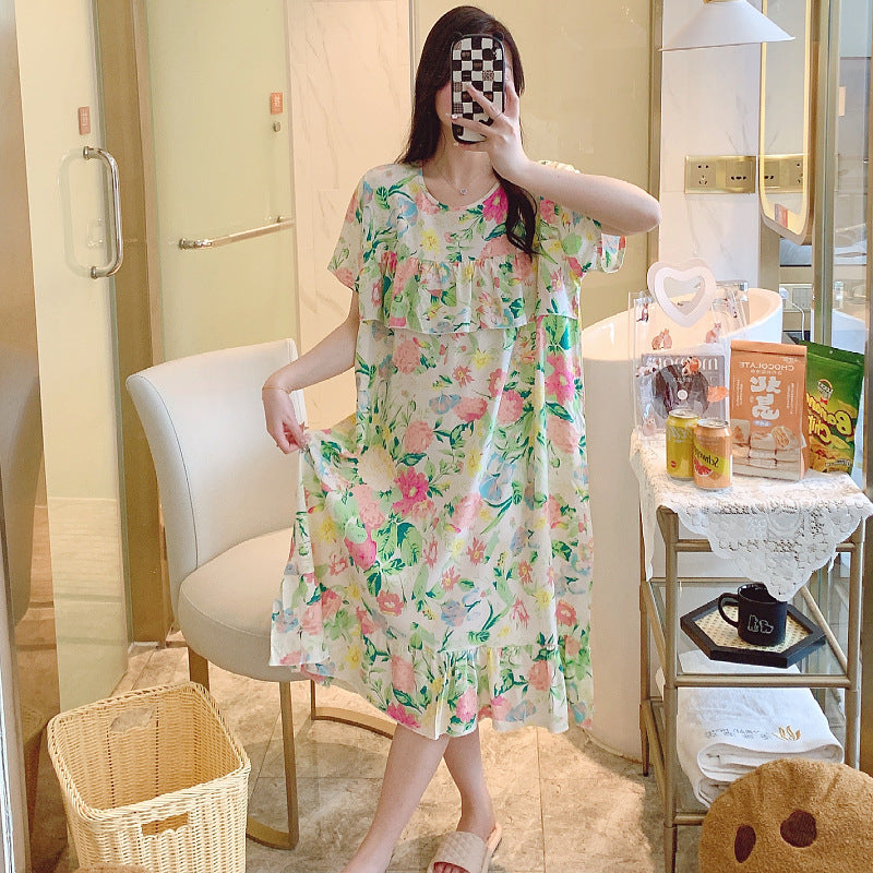 Large-sized short-sleeved pajamas