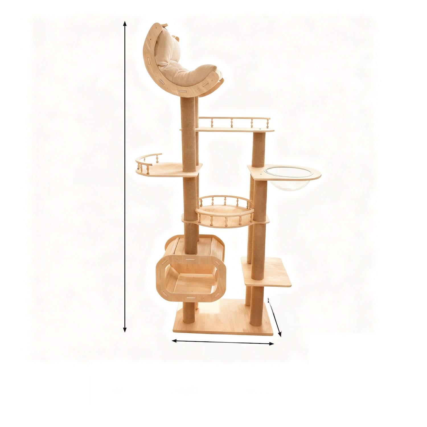Large Solid Wood Cat Climbing Frame with Scratching Post