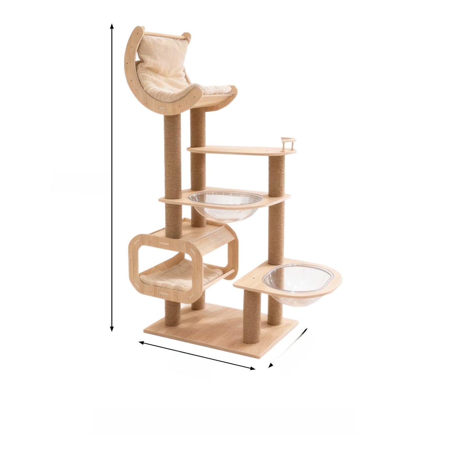 Large Solid Wood Cat Climbing Frame with Scratching Post