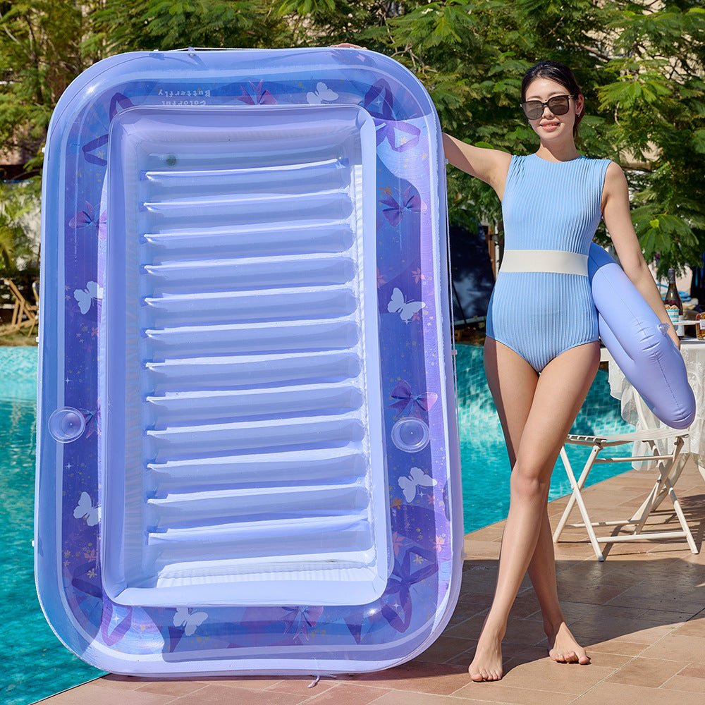 Large Square Inflatable Float Bed with Backrest