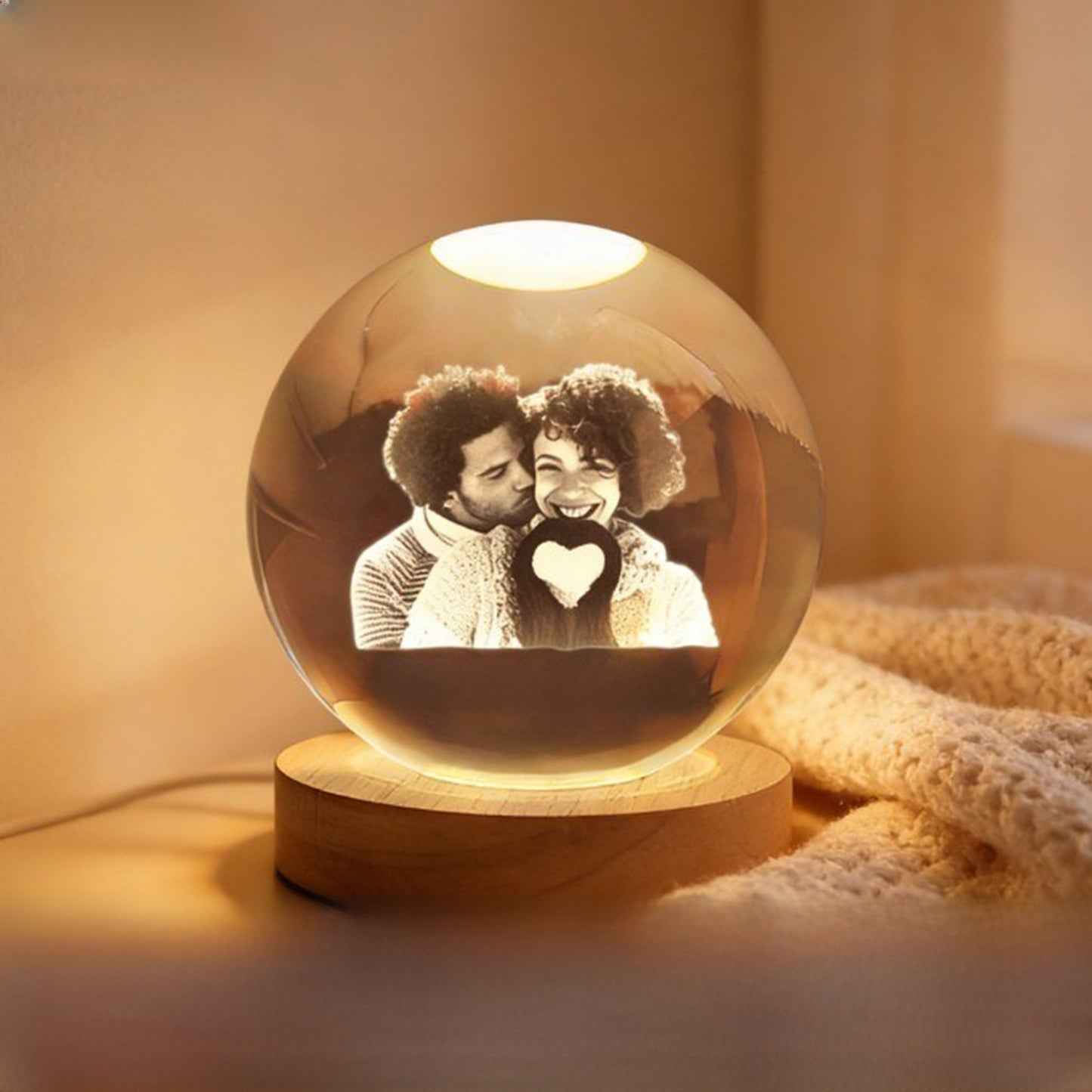 Laser Engraved Crystal Ball with Personalized Portrait