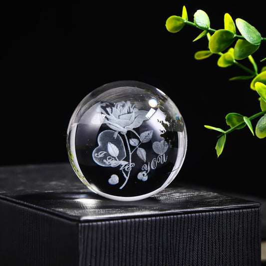 Laser Engraved Crystal Ball with Solar System and Galaxy Designs
