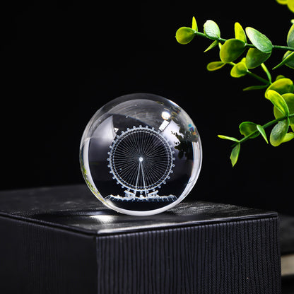 Laser Engraved Crystal Ball with Solar System and Galaxy Designs