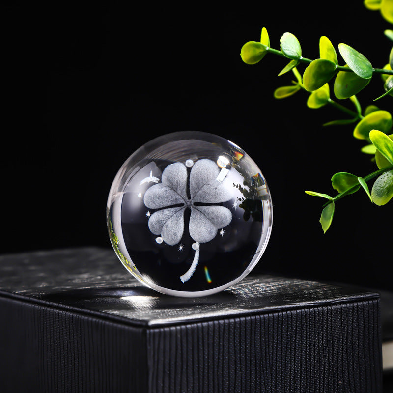 Laser Engraved Crystal Ball with Solar System and Galaxy Designs