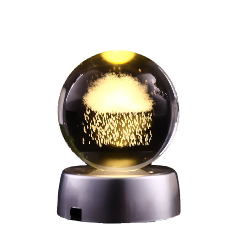 Laser Engraved Crystal Ball with Solar System and Galaxy Designs