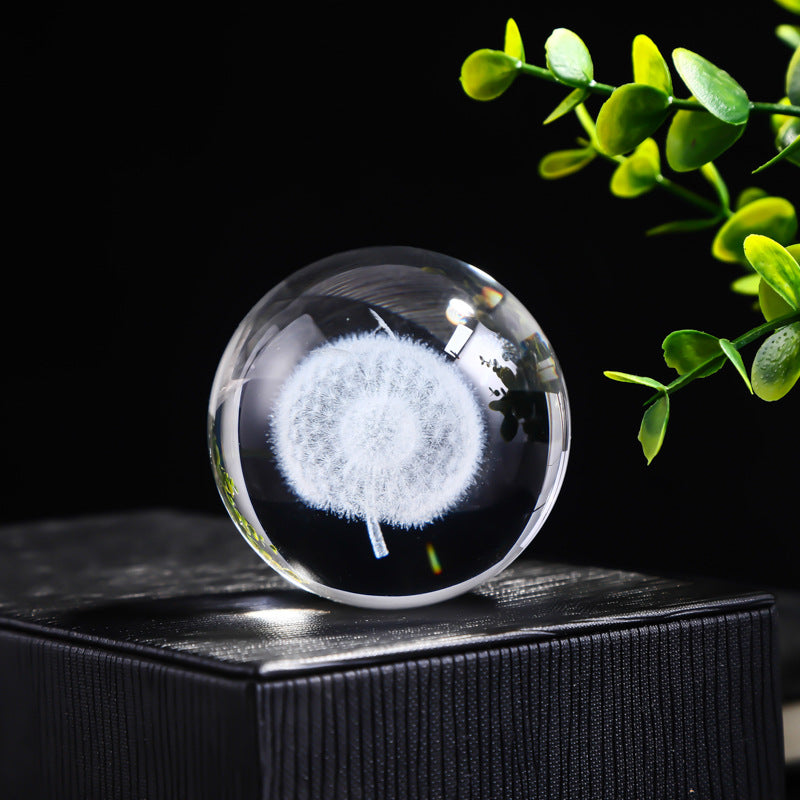 Laser Engraved Crystal Ball with Solar System and Galaxy Designs