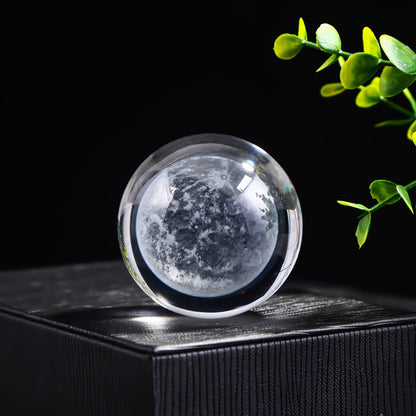 Laser Engraved Crystal Ball with Solar System and Galaxy Designs
