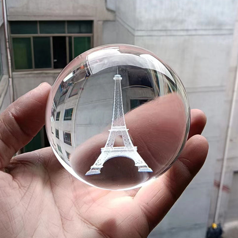 Laser Engraved Crystal Ball with Solar System and Galaxy Designs