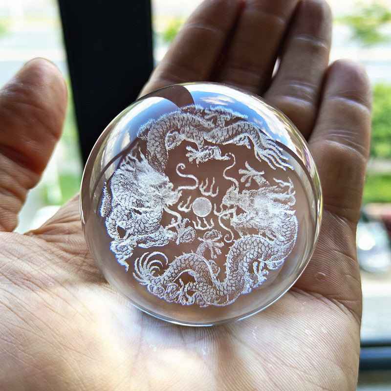 Laser Engraved Crystal Ball with Solar System and Galaxy Designs