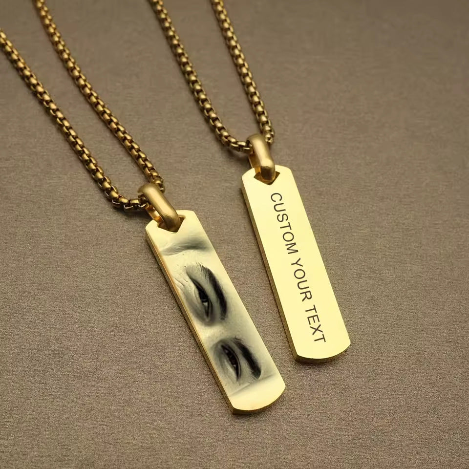 Laser Engraved Eye Design Stainless Steel Necklace