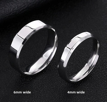 Laser Engraved Titanium Steel Couple Rings