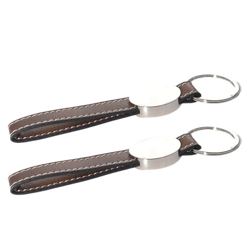 Laser Engraving Leather Metal Keychain