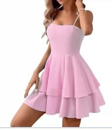 Layered Bow Backless Short Dress